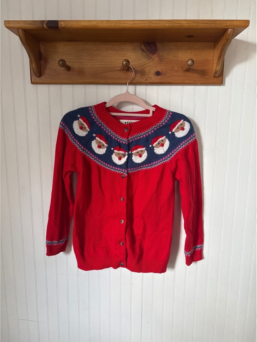 Mini Boden girls Santa fair isle style cardigan sweater 11-12y